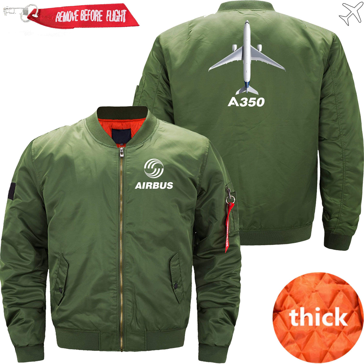 PilotX Jacket Army green thick / XS Airbus A350 with Aircraft