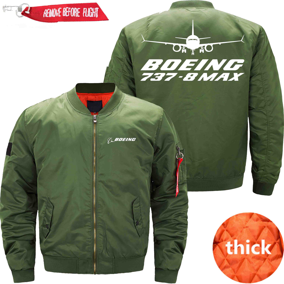 PilotX Jacket Army green thick / XS B 737 MAX Jacket -US Size