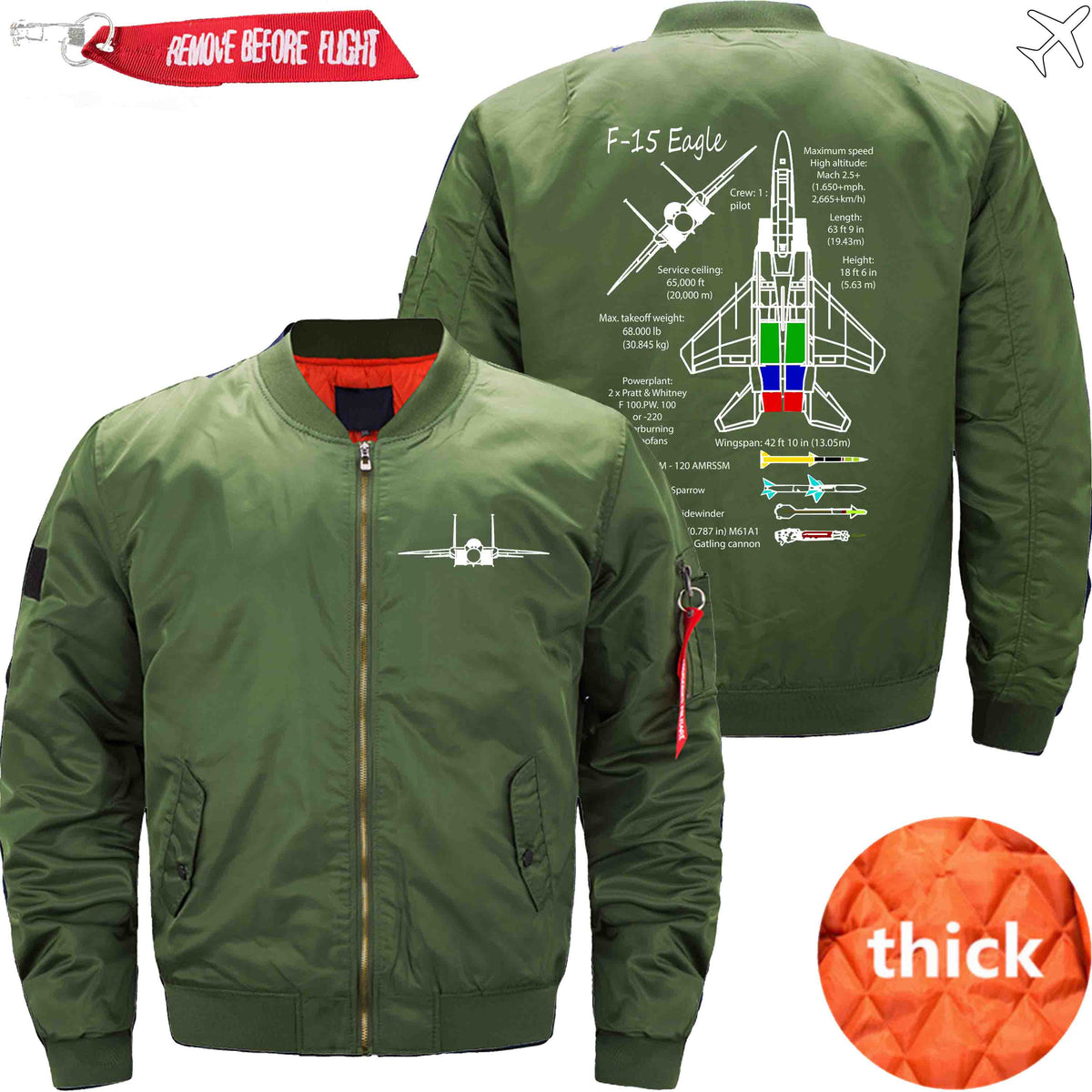 PilotX Jacket Army green thick / XS F 15 Eagle Jacket -US Size