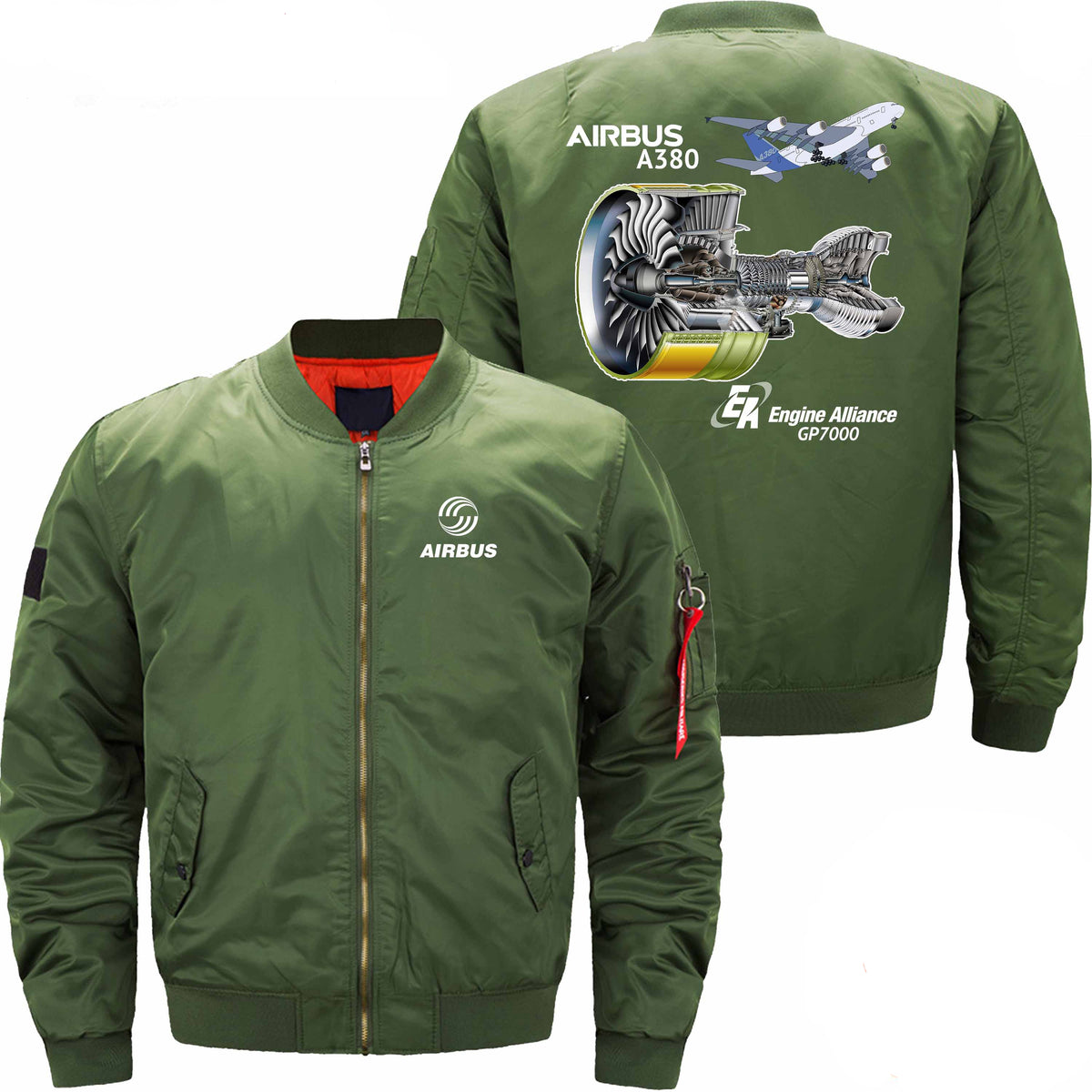 PilotX Jacket Army green thin / S AIRBUS A380 GP7000 ENGINE Jacket -US Size