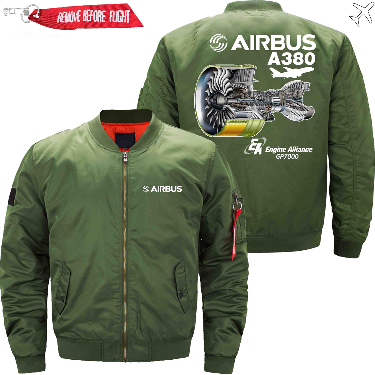 PilotX Jacket Army green thin / S AIRBUS A380 GP7000 Jacket -US Size