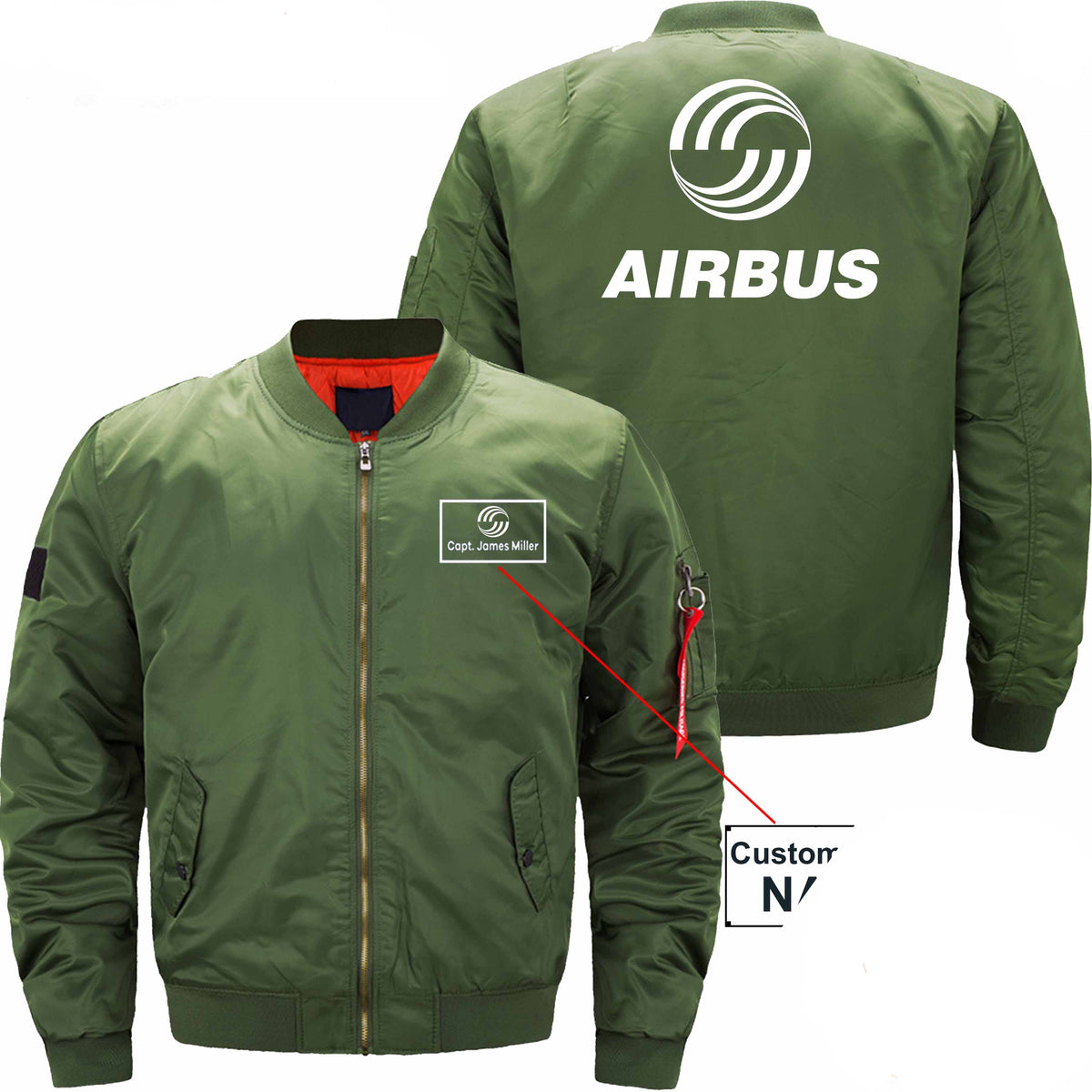 PilotX Jacket Army green thin / S Airbus CUSTOM NAME JACKET Jacket -US Size