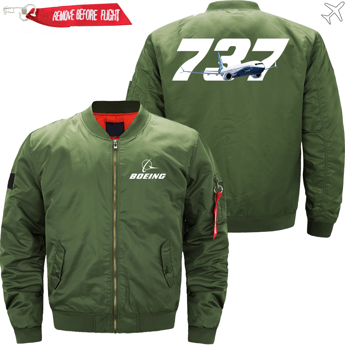 PilotX Jacket Army green thin / S B 737 With Aircraft Jacket -US Size