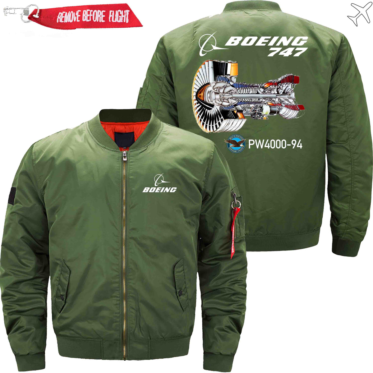 PilotX Jacket Army green thin / S B 747 PW4000-94 Jacket -US Size