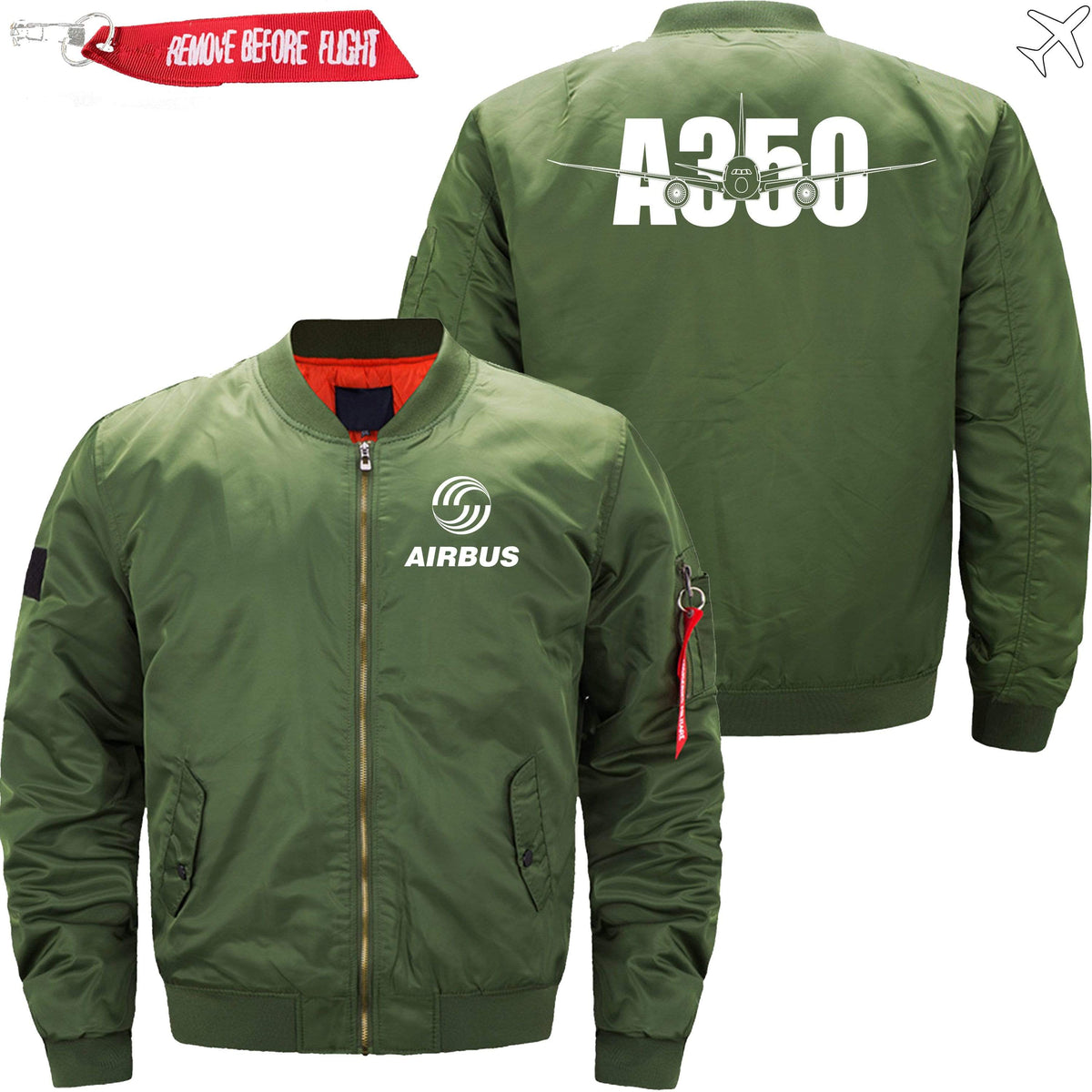 PilotX Jacket Army green thin / XS A350 With Aircraft