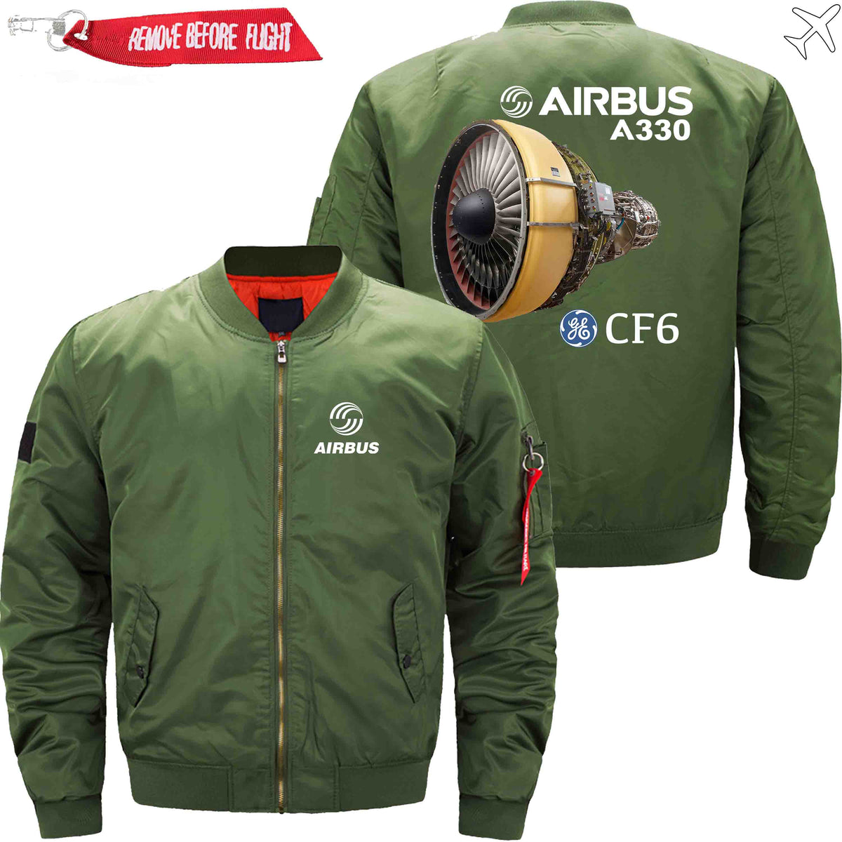 PilotX Jacket Army green thin / XS Airbus A330 & CF6 Jacket -US Size