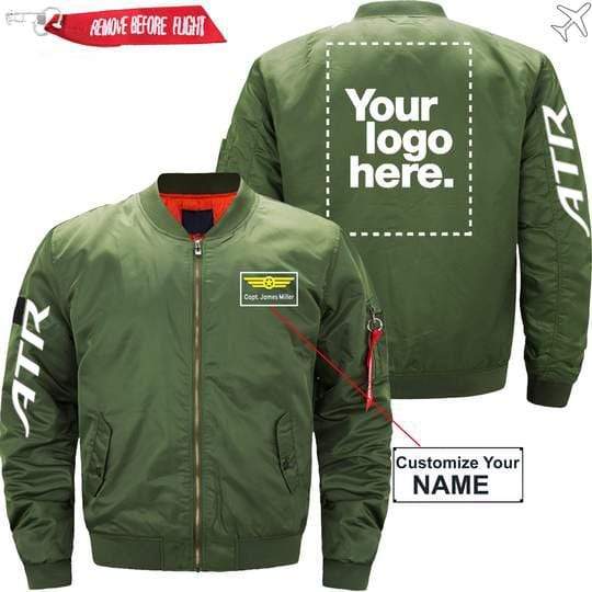 PilotX Jacket Army green thin / XS ATR Custom Name & Logo Designed Jacket -US Size