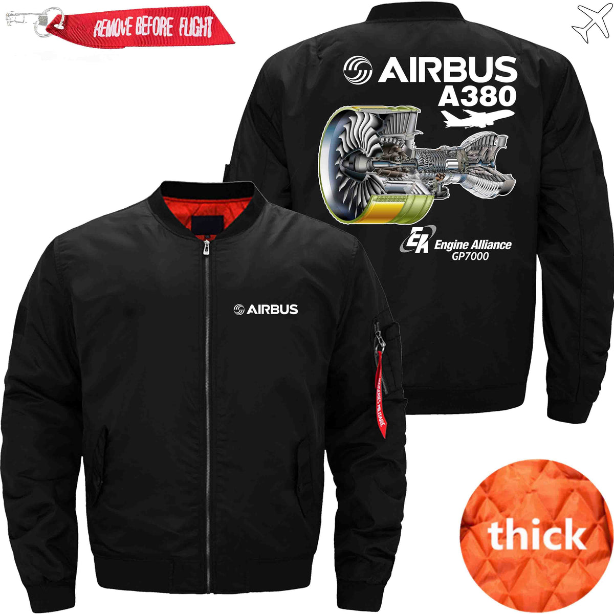 PilotX Jacket Black thick / S AIRBUS A380 GP7000 Jacket -US Size