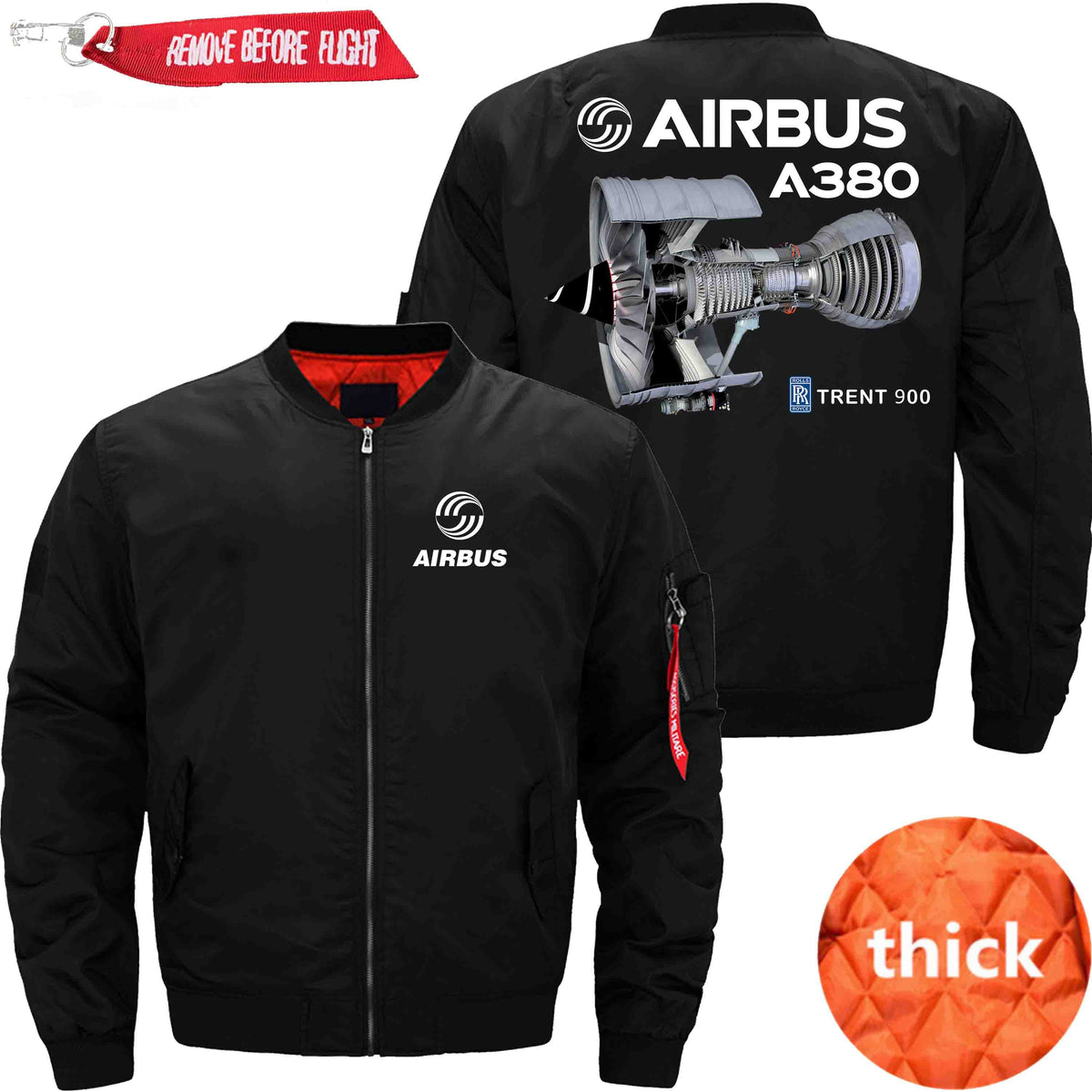 PilotX Jacket Black thick / S Airbus A380 TRENT 900 Jacket -US Size