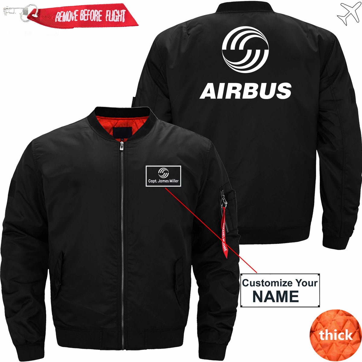 PilotX Jacket Black thick / S Airbus CUSTOM NAME JACKET Jacket -US Size