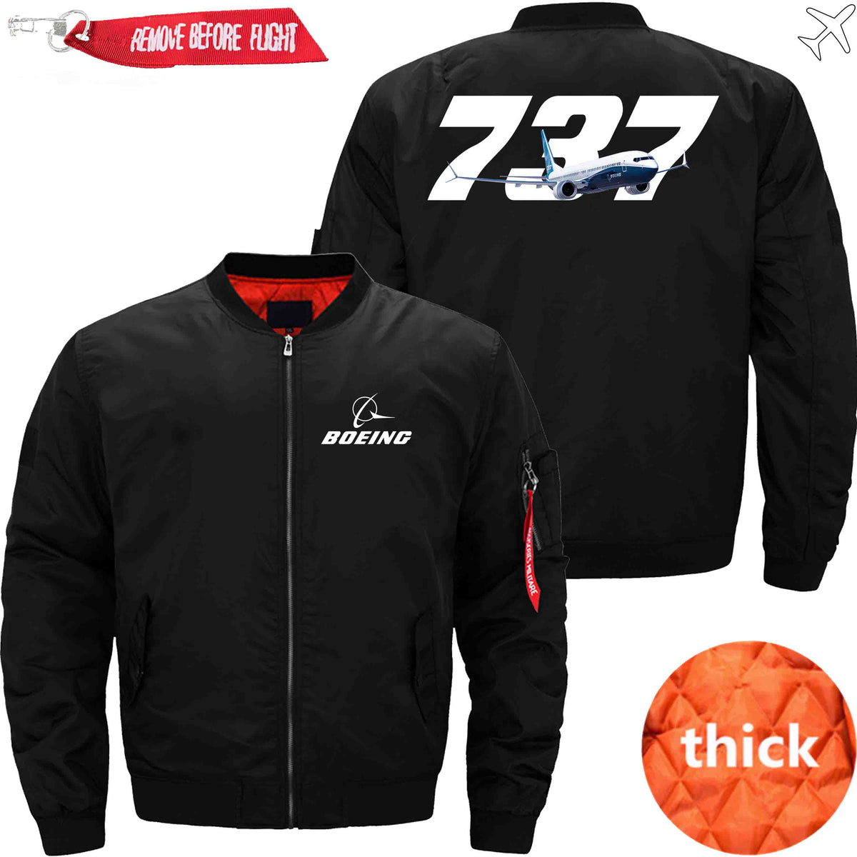 PilotX Jacket Black thick / S B 737 With Aircraft Jacket -US Size