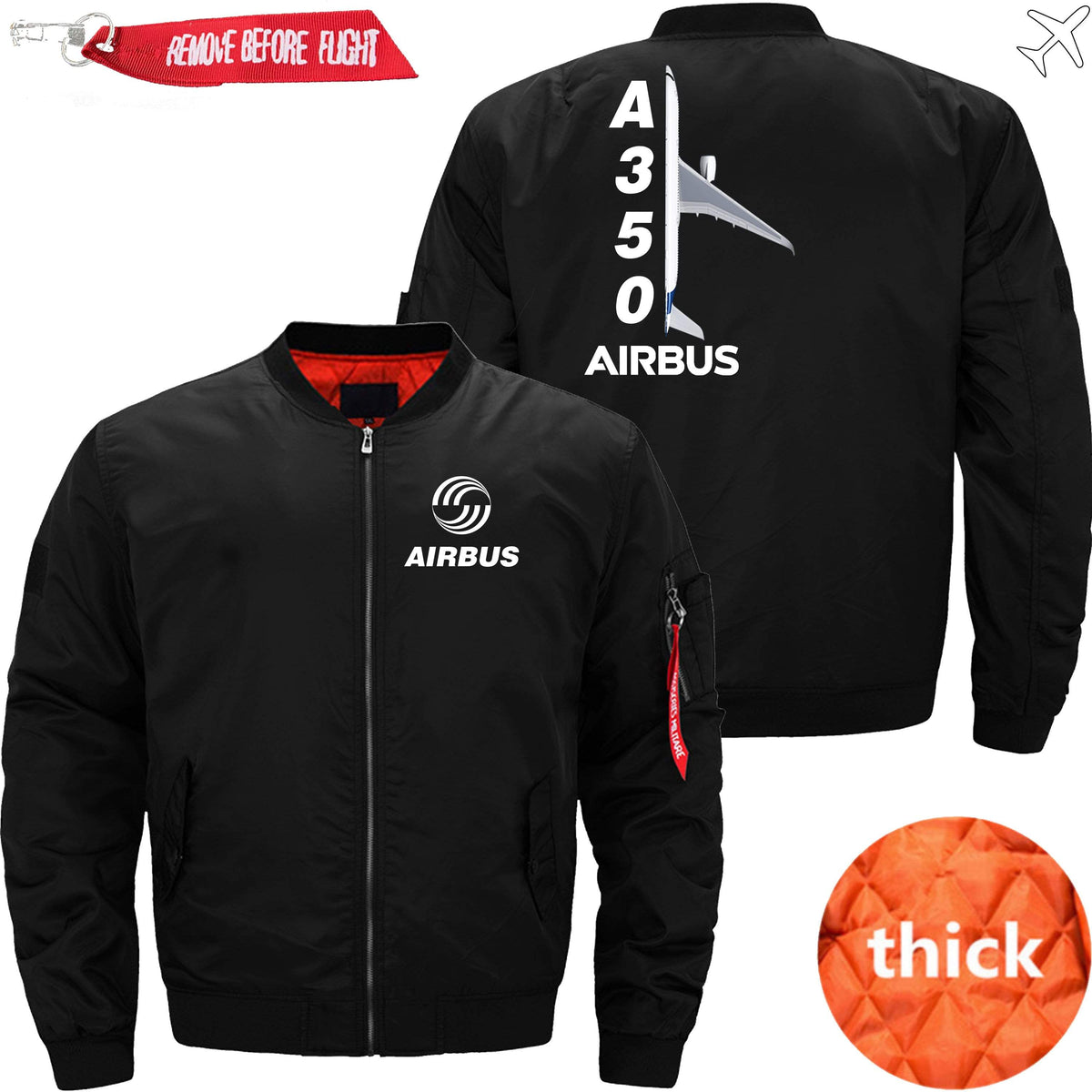 PilotX Jacket Black thick / XS Airbus A350 Side View