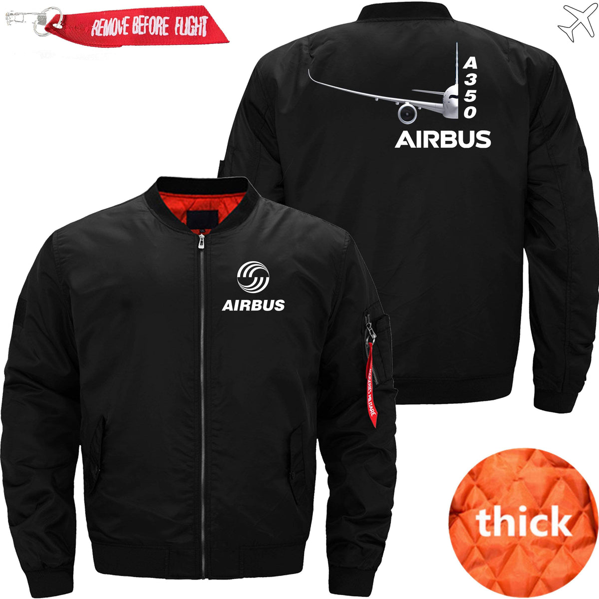 PilotX Jacket Black thick / XS Airbus A350 Side View