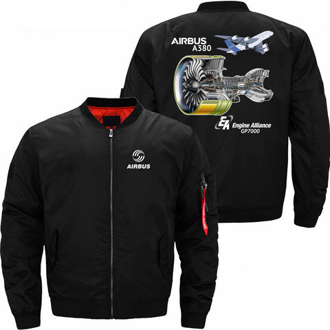 PilotX Jacket Black thin / S AIRBUS A380 GP7000 ENGINE Jacket -US Size