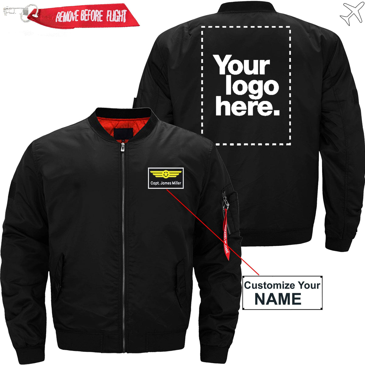 PilotX Jacket Black thin / S Custom Name & Logo Designed Jacket -US Size