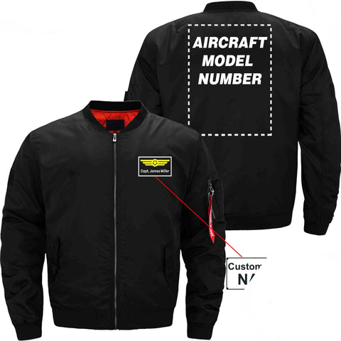 PilotX Jacket Black thin / S Name with Aircraft Model Number Jacket -US Size