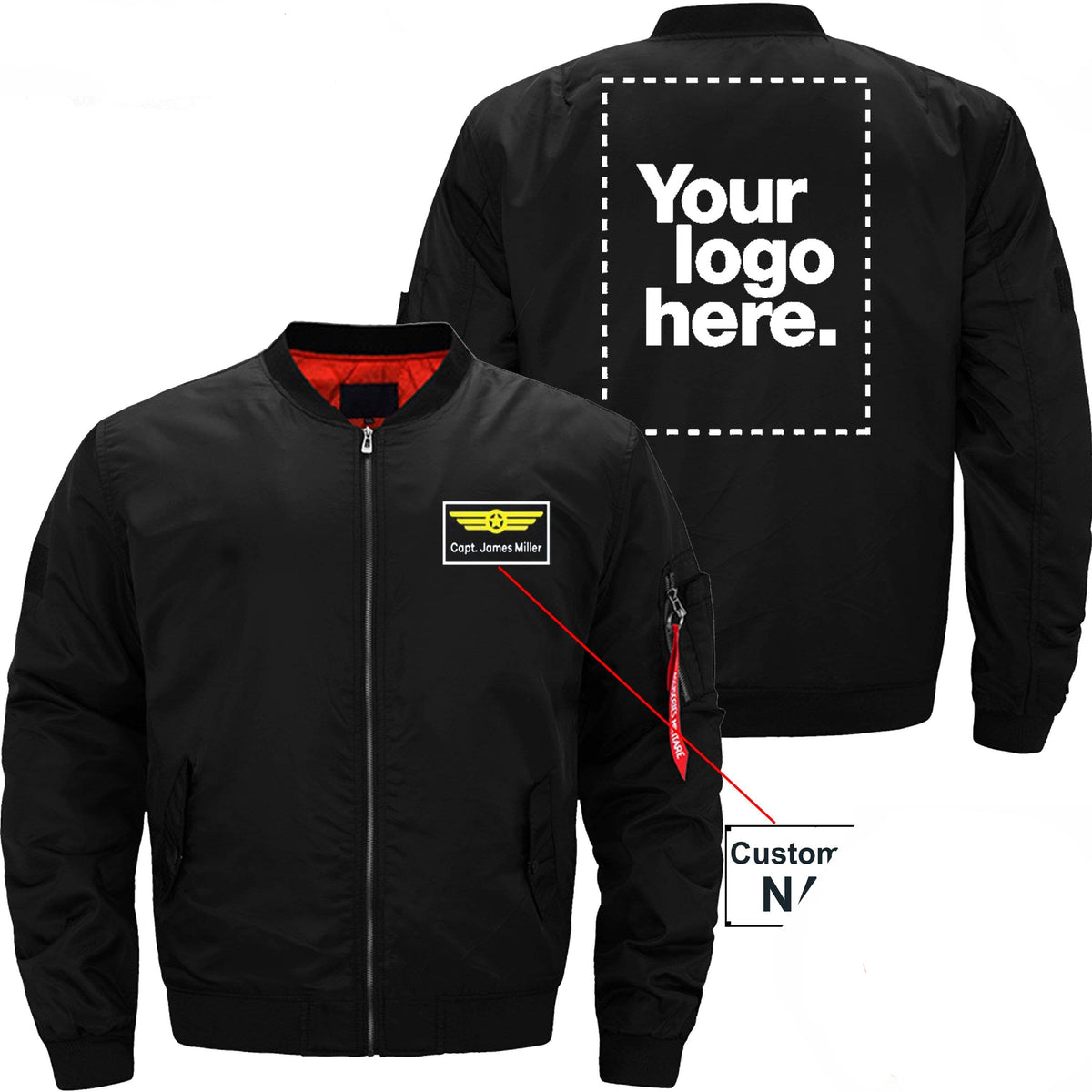 PilotX Jacket Black thin / XS Custom Name & Logo Designed Jacket -US Size