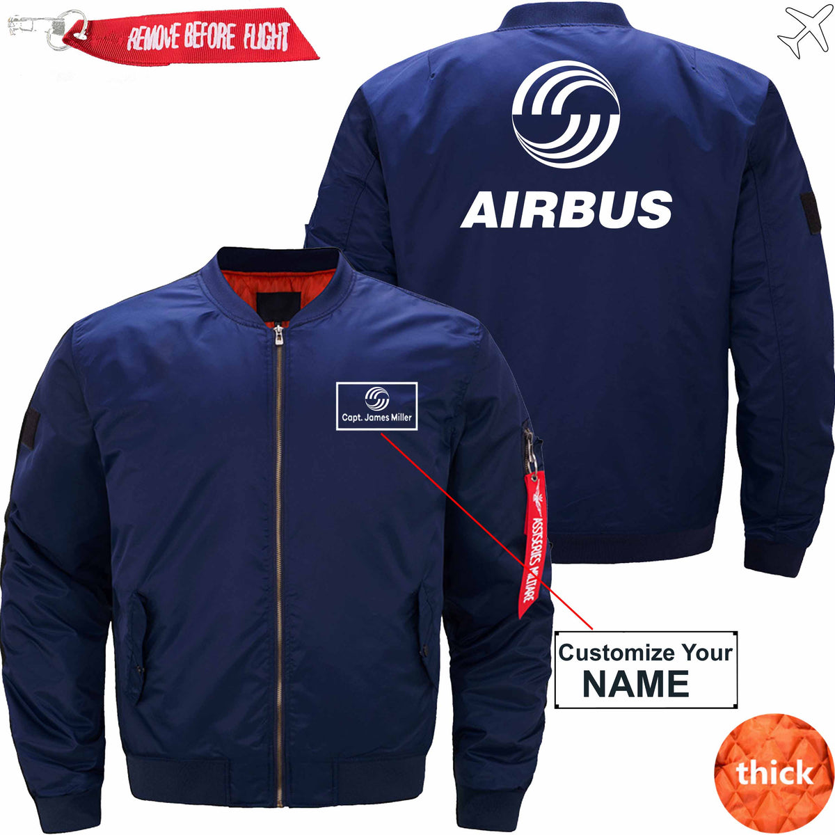 PilotX Jacket Dark blue thick / S Airbus CUSTOM NAME JACKET Jacket -US Size