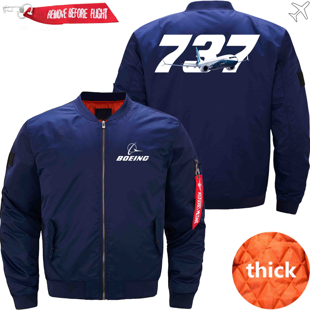 PilotX Jacket Dark blue thick / S B 737 With Aircraft Jacket -US Size