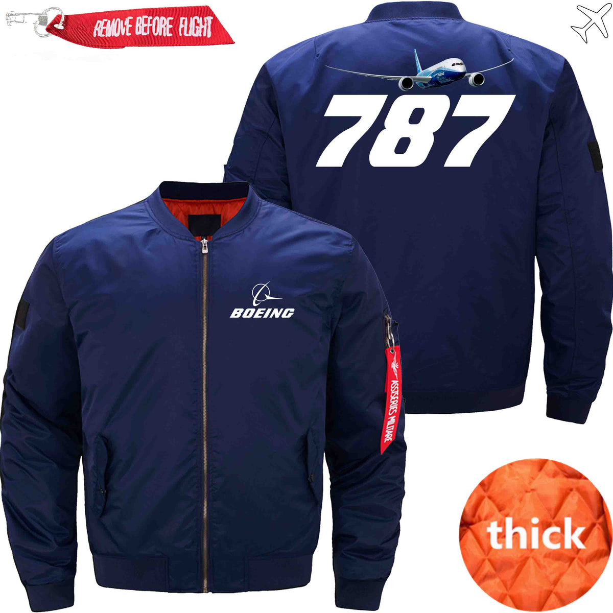 PilotX Jacket Dark blue thick / S B 787 With Aircraft Jacket -US Size