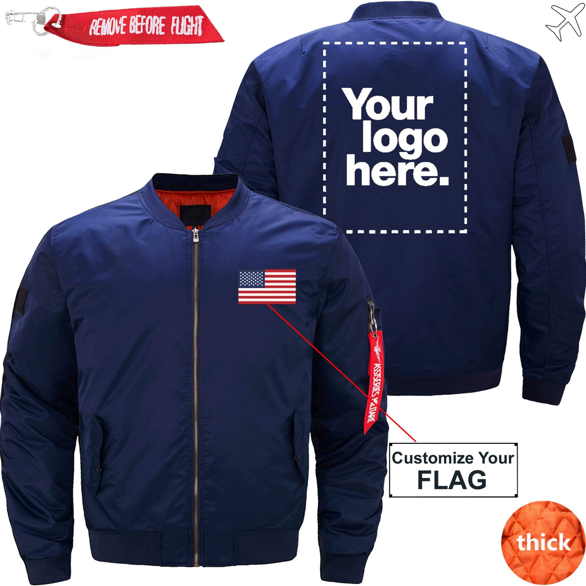 PilotX Jacket Dark blue thick / S Custom Flag & Logo Designed Pilot Jackets Jacket -US Size