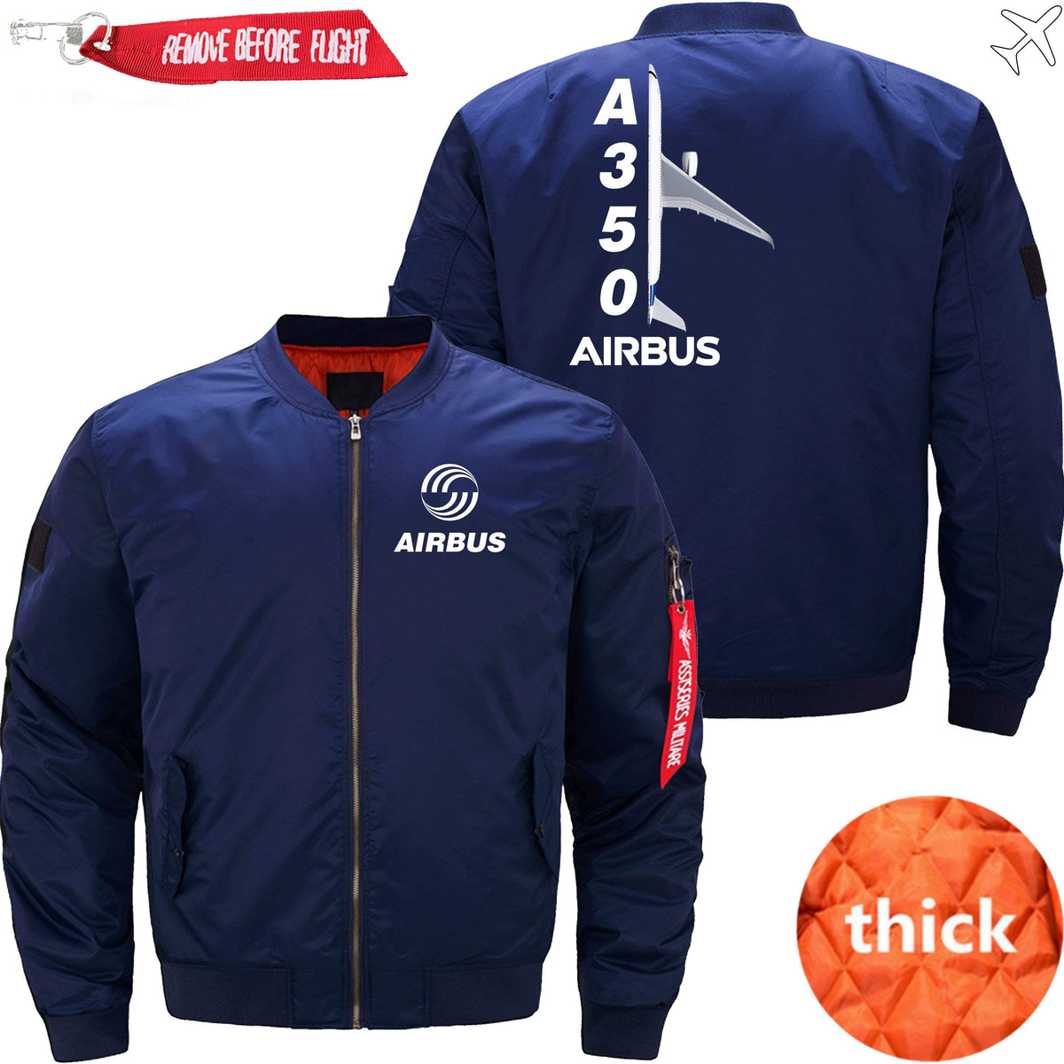 PilotX Jacket Dark blue thick / XS Airbus A350 Side View