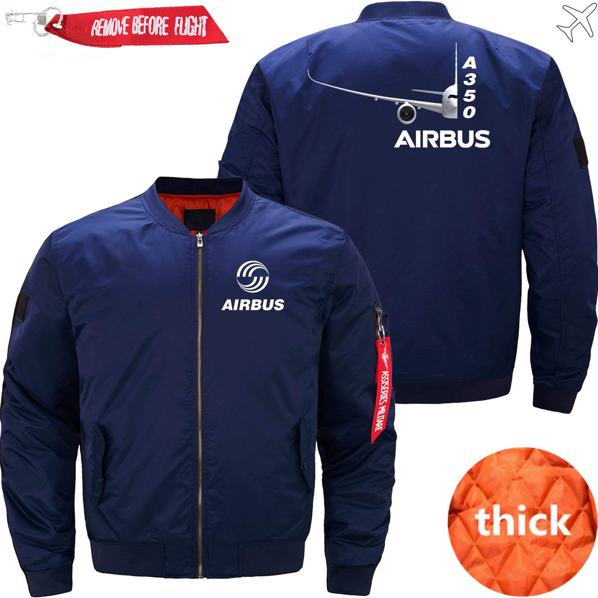 PilotX Jacket Dark blue thick / XS Airbus A350 Side View