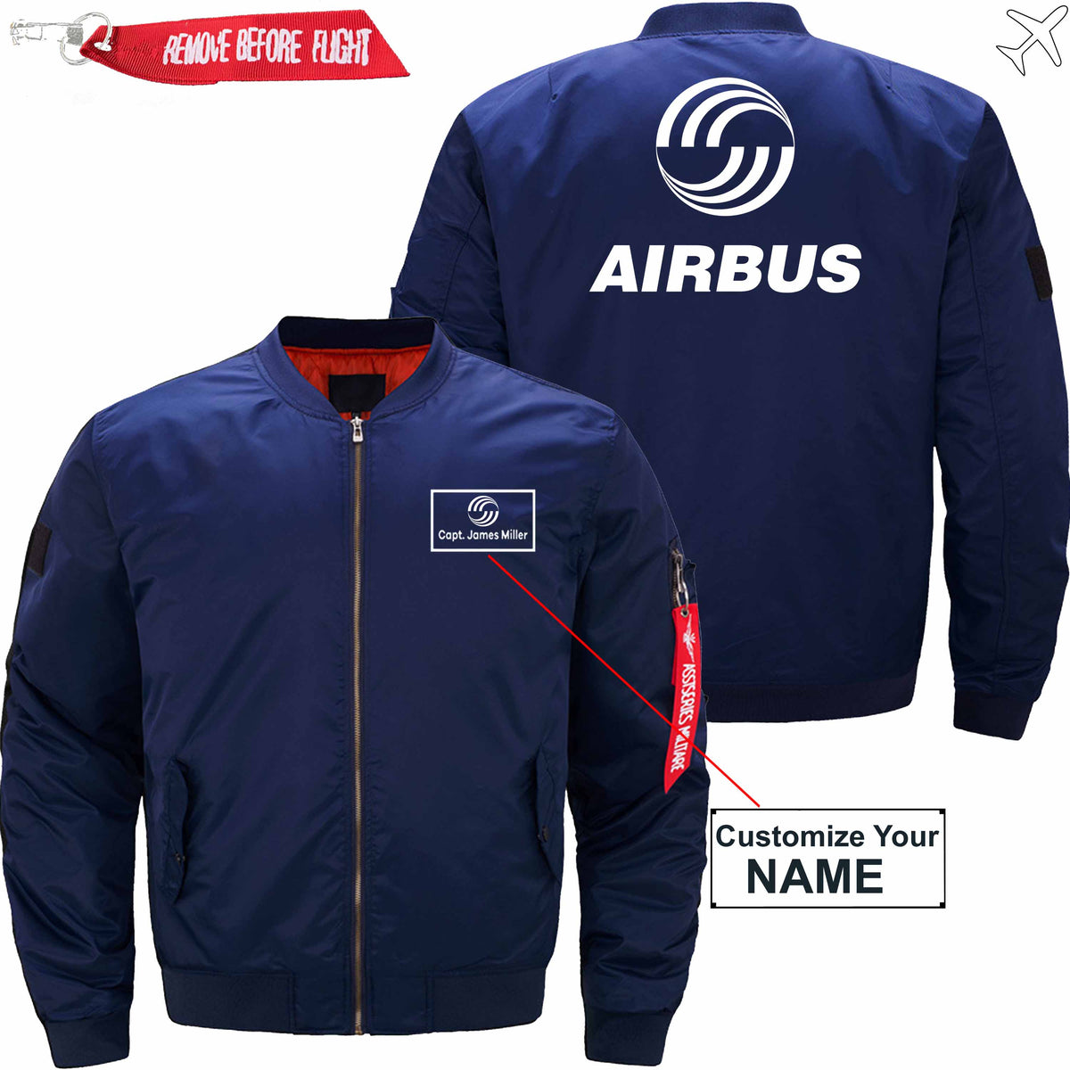 PilotX Jacket Dark blue thin / S Airbus CUSTOM NAME JACKET Jacket -US Size