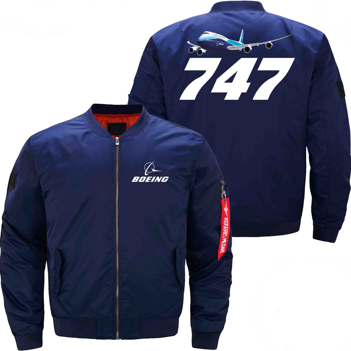 PilotX Jacket Dark blue thin / S B 747 With Aircraft Jacket -US Size