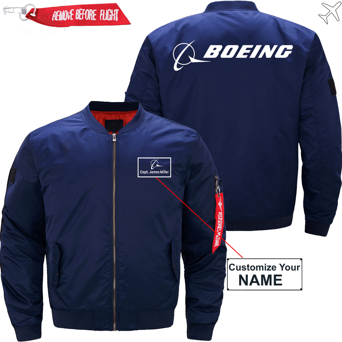 PilotX Jacket Dark blue thin / S B logo CUSTOM NAME JACKET Jacket -US Size