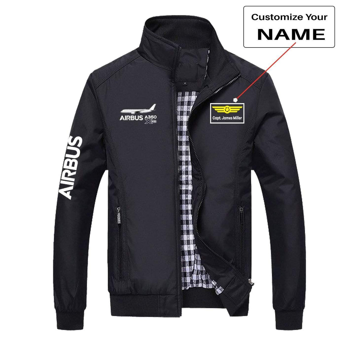 PilotX Summer Jacket Black+Name / S THE AIRBUS A350 WXB STYLISH DESIGNED JACKETS