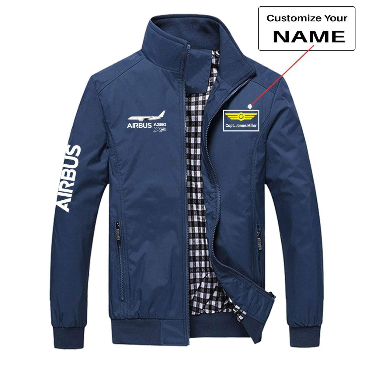 PilotX Summer Jacket Blue+Name / S THE AIRBUS A350 WXB STYLISH DESIGNED JACKETS