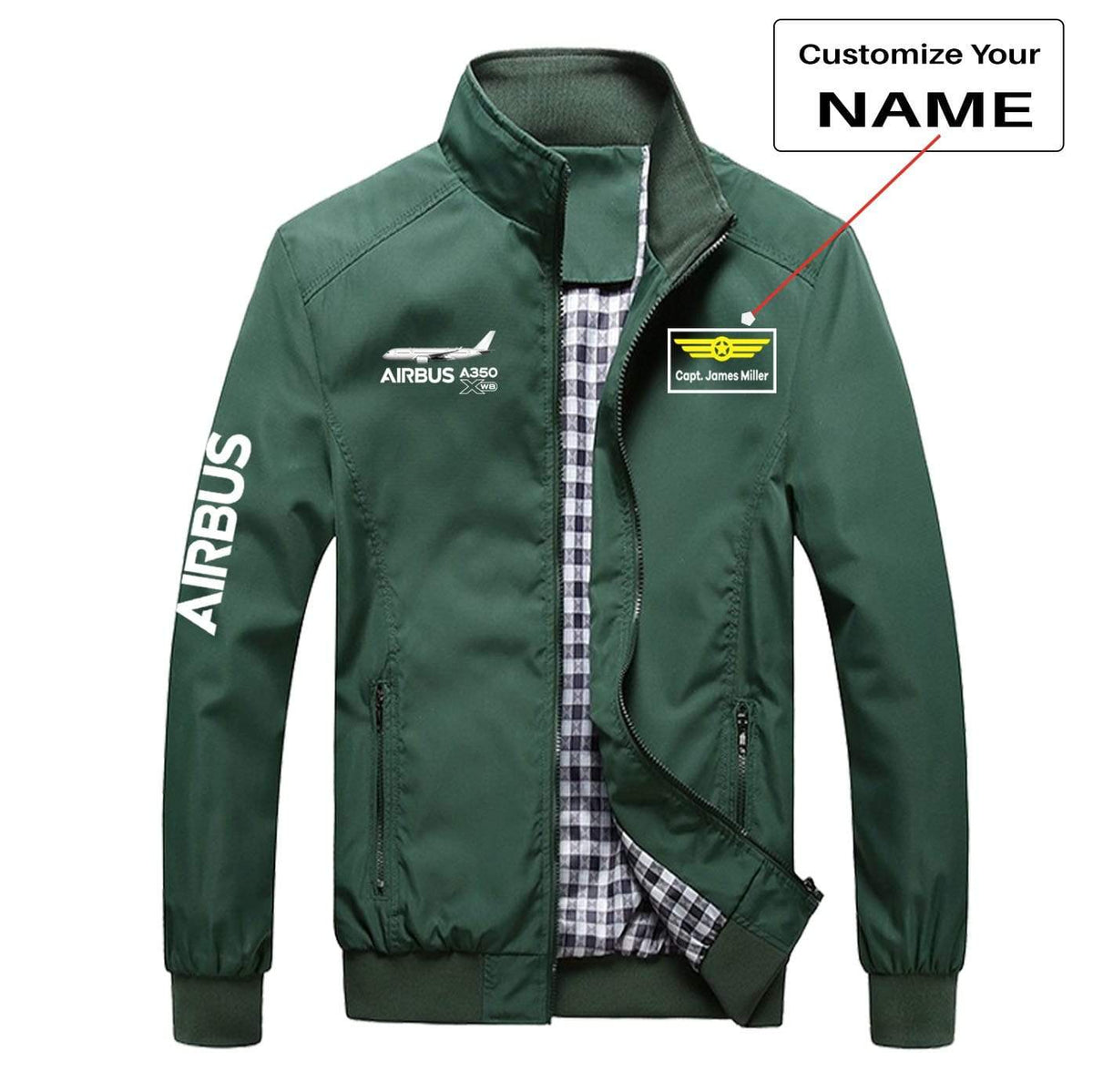 PilotX Summer Jacket Green+Name / S THE AIRBUS A350 WXB STYLISH DESIGNED JACKETS