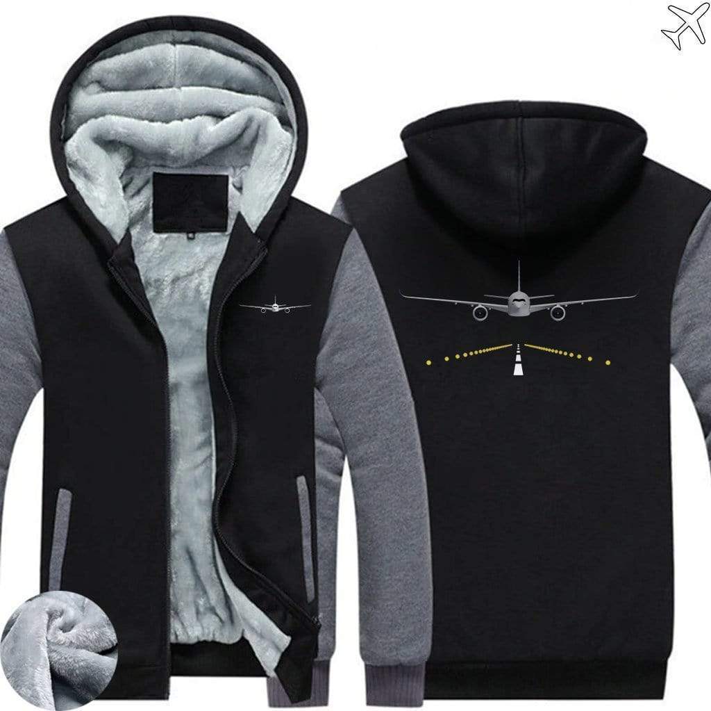 RUNWAY LIGHT AIRBUS A350 WINTER HOODIES JACKETS FLEECE SWEATSHIRT WORKOUT WARM THICK FULL ZIP COATSS