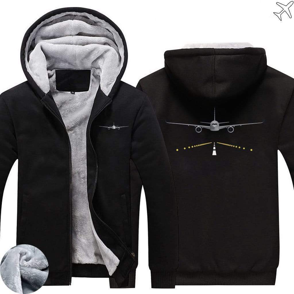 RUNWAY LIGHT AIRBUS A350 WINTER HOODIES JACKETS FLEECE SWEATSHIRT WORKOUT WARM THICK FULL ZIP COATSS