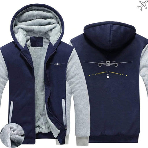 RUNWAY LIGHT AIRBUS A350 WINTER HOODIES JACKETS FLEECE SWEATSHIRT WORKOUT WARM THICK FULL ZIP COATSS