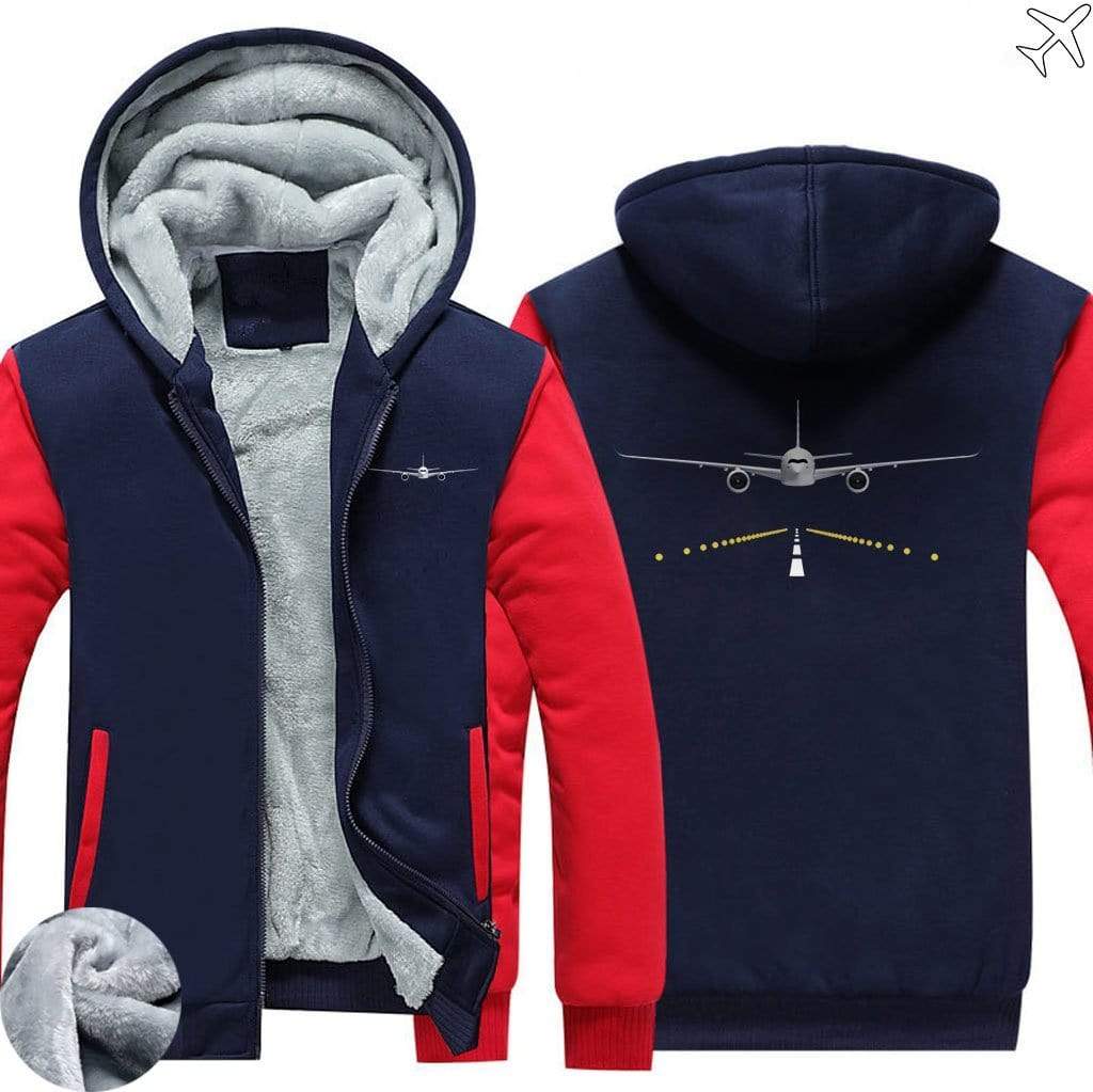 RUNWAY LIGHT AIRBUS A350 WINTER HOODIES JACKETS FLEECE SWEATSHIRT WORKOUT WARM THICK FULL ZIP COATSS