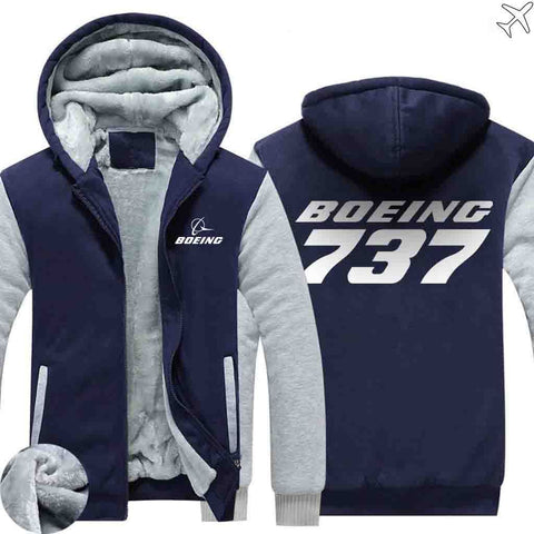 THE 737 WINTER HOODIES JACKETS FLEECE SWEATSHIRT WORKOUT WARM THICK FULL ZIP COATSS