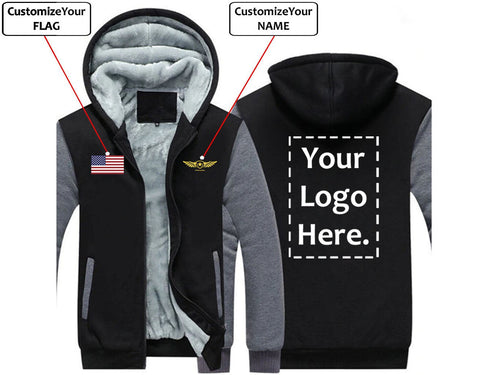 THE CUSTOM FLAG, LOGO & NAME WITH BADGE WINTER HOODIES JACKETS FLEECE SWEATSHIRT WORKOUT WARM THICK FULL ZIP COATSS